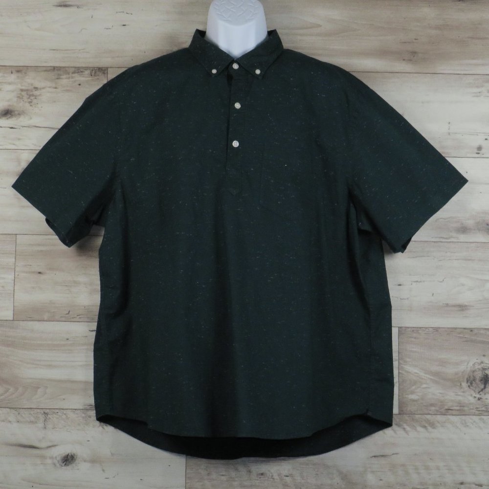 Old Navy* Men's Short Sleeve 3 Button Down Curved Hem Pullover Shirt~‎ Size XXL